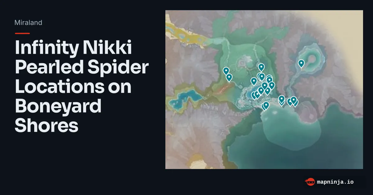Infinity Nikki Pearled Spider Locations on Boneyard Shores map preview